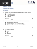 Check in Test Business Activity: Questions