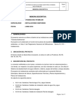 Memoria Descriptiva de Instalaciones Sanitarias de Vivienda Unifamiliar