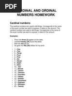 Cardinal and Ordinal Numbers Homework