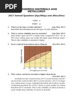 Engineering Materials and Metallurgy: 2017 Solved Question (Apr/May) and (Nov/Dec)