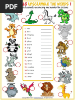 Animals Vocabulary Esl Unscramble The Words Worksheets For Kids