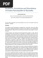 Evolution, Devolution and Dissolution of Grama Panchayaths in Karnatka