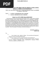 Proceedings of The Director of Medical Education, Kerala, Thiruvananthapuram