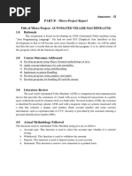 Annexure - II PART B - Micro-Project Report Title of Micro-Project: AUTOMATED TELLER MACHINE (ATM) 1.0 Rationale