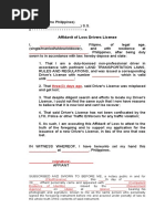 Affidavit of Loss Drivers License