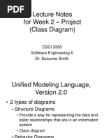 Lecture Notes For Week 2 - Project (Class Diagram) : CSCI 3350 Software Engineering II Dr. Suzanne Smith