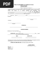 Deed of Assignment of Shares of Stock