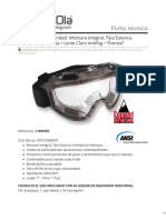 Monogafa de Seguridad Montura Integral Tipo Estanca Ventilación Indirecta Lente Claro Antifog Evere