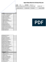 Input Data Sheet For E-Class Record: Region Division School Name School Id