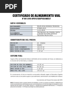 Certificado de Alineamiento Vial