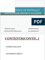 Production of Phthalic Anhydride From O-Xylene