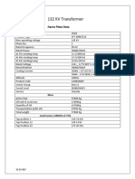 132 KV Transformer: Name Plate Data