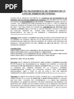 Contrato de Transferencia de Posesion de Un Lote de Terreno de Vivienda