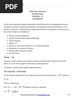 CBSE Class 10 Science Revision Notes Chapter - 12 Electricity