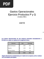 Enunciado Taller Costos ABC (Gastos Operacionales - P Y Q)