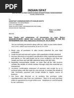 INDIAN ISPAT REPLY Letter PERSONAL HEARING