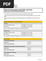 Fees For The Exams and Other Services: Associate and Fellowship Qualifications