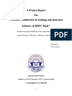 A Project Report On "Customer Satisfaction in Banking and Insurance Industry of HDFC Bank"