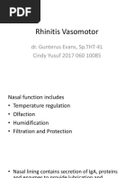 Rhinitis Vasomotor: Dr. Gunterus Evans, SP - THT-KL Cindy Yusuf 2017 060 10085