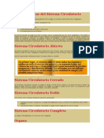 Características Del Sistema Circulatorio