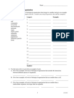 Levels of Biological Organization Worksheet PDF