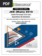 JEE Main 2019 Chemistry April Attempt Shift - 1 (08th April, 2019)