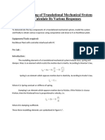 Lab # 5 Modeling of Translational Mechanical System and To Calculate Its Various Responses