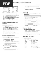 Grammar and Vocabulary Unit 1:practice 1: Adverbs of Frequency