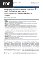 The Prophylactic Effect of Rectal Diclofenac Versus Intravenous Pethidine On Postoperative Pain After Tonsillectomy in Children