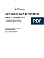 Admissions 2019-20 Handbook: Master of Design (M.Des.)