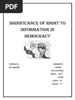 Significance of Right To Information in Democracy: Project Report On