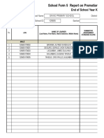 School Form 5 SF5K Report On Promotion and Level of Proficiency For Kinder