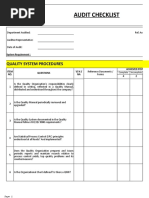 Internal Quality Audit Checklist