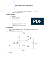 Experiencia 8: El Amplificador de Base Comun: Figura 8.1