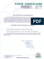 Certificat de Conformitate Indicatoare