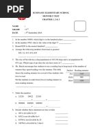 Kumnamu Elementary School Monthly Test Chapter 1, 2 & 3: TH TH