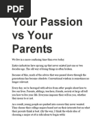 Your Passion Vs Your Parents