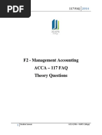 F2 - Management Accounting Acca - 117 Faq Theory Questions