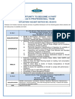 Opportunity To Become A Part of Caa'S Professional Team: Situation Vacant Notice No. 06/2018