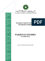 Pakistan Studies: Secondary School Certificate Examination Syllabus