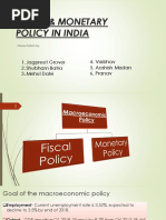 Presentation On Fiscal and Monetary Policy in India