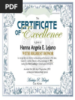 Hanna Angela E. Lejano: With Highest Honor