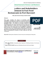 Marketing Ethics and Stakeholders Commitment in Fast-Food Restaurants in Port Harcourt