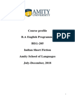 Course Profile B.A English Programme BEG-205 Indian Short Fiction Amity School of Languages July-December, 2018