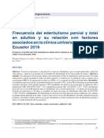 Frecuencia Del Edentulismo Parcial y Total en Adultos y Su Relación Con Factores Asociados en La Clínica Universitaria Cuenca Ecuador 2016