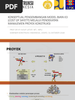 Konseptual Pengembangan Model Biaya K3 (Cost of Safety) Melalui Pendekatan Manajemen Proyek Konstruksi