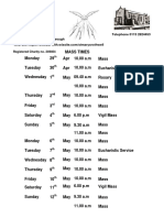 10.00 A.M 10.00 A.M 09.40 A.M 10.00 A.M 10.00 A.M 10.00 A.M 6.00 P.M Eucharistic Service