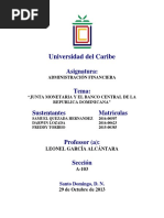 TRABAJO SOBRE LA Junta Monetaria y El Banco Central de La Republica Dominicana