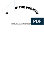 Hotel Management System Project Report