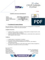 Certificado #203 TODO FRESA Santa Fe